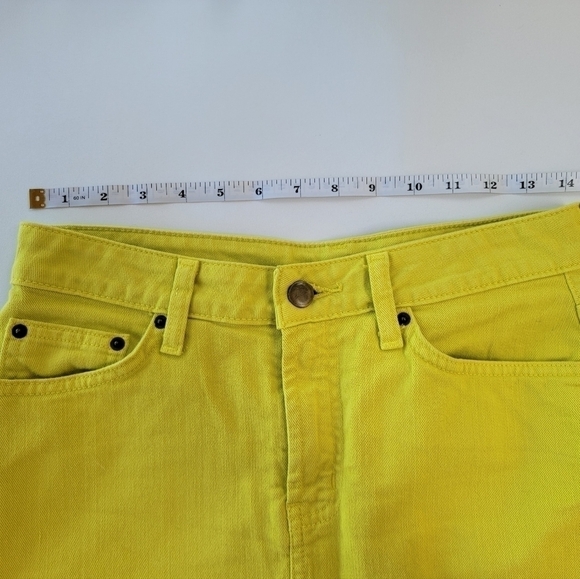 Garent Hill Chartreuse 5 Pocket Modern Denim Pencil Skirt Size 4 Petite EUC - Picture 3 of 9